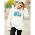 thumbnail image 2 of Image Conscious Ocean Waves With Boats Hoodie Womens -Porter Hastings Designs, Female XX-Large, 2 of 4
