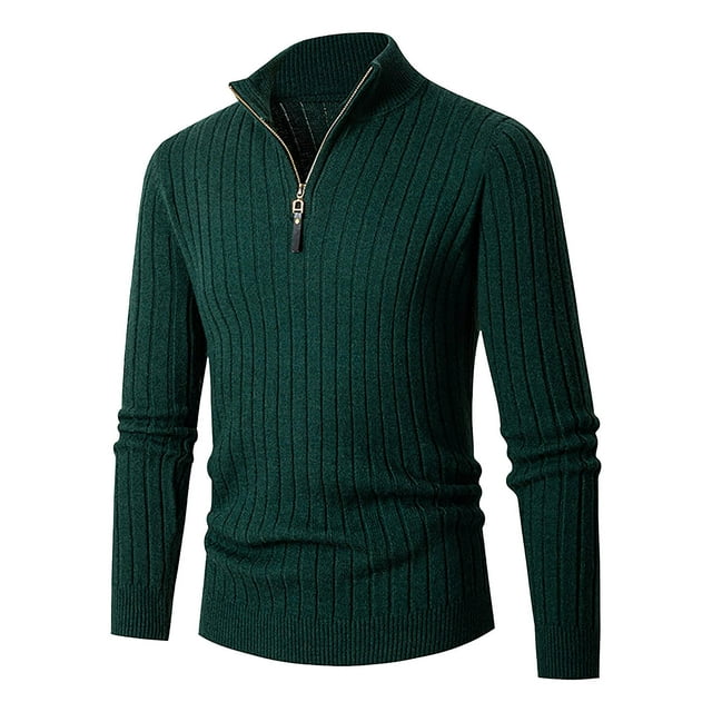 GigrtiJin Mens Quarter Zip Sweaters Long Sleeve Knit Pullover Sweater Top Mock Neck Solid Color Casual Soft Sweater