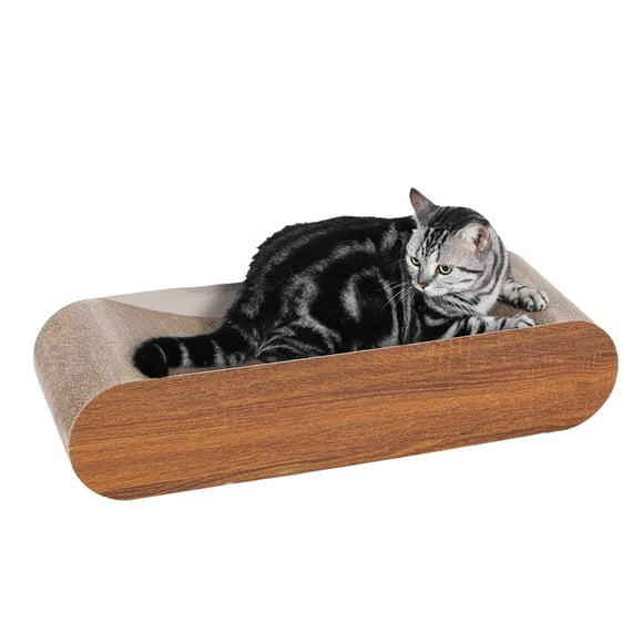 Cama de salón de cartón con forma de hueso para rascar gatos, color marrón FluffyDream