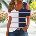 thumbnail image 6 of ShiShine Cut Out Tee Shirts for Women Summer Short Sleeve Cold Shoulder V Neck Loose Fit Tee Shirt Tops, 6 of 6