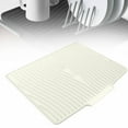 thumbnail image 3 of Haxmnou Silicone Dish Draining Mat with Drain Lip, Eco Friendly Dish Drying Mat Kitchen Counter Anti-Skid and Heat Insulation Pad, Hygienic Absorbent, Sturdy Compact Easy to Clean Tray, 3 of 7