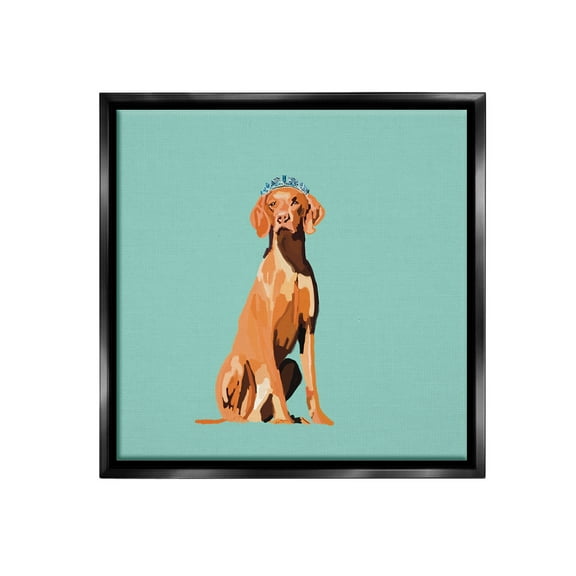Stupell Industries Labrador Dog with Crown Animals & Insects Painting Black Floater Framed Canvas Art Print Wall Art, 18 x 18