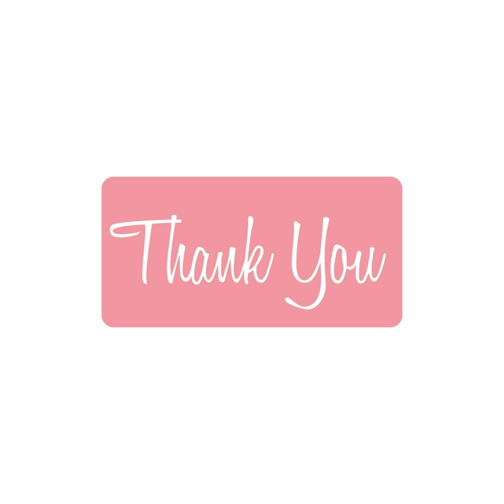 Thank You Embellishment Stickers Pink 4"W x 2"H (Pack of 25