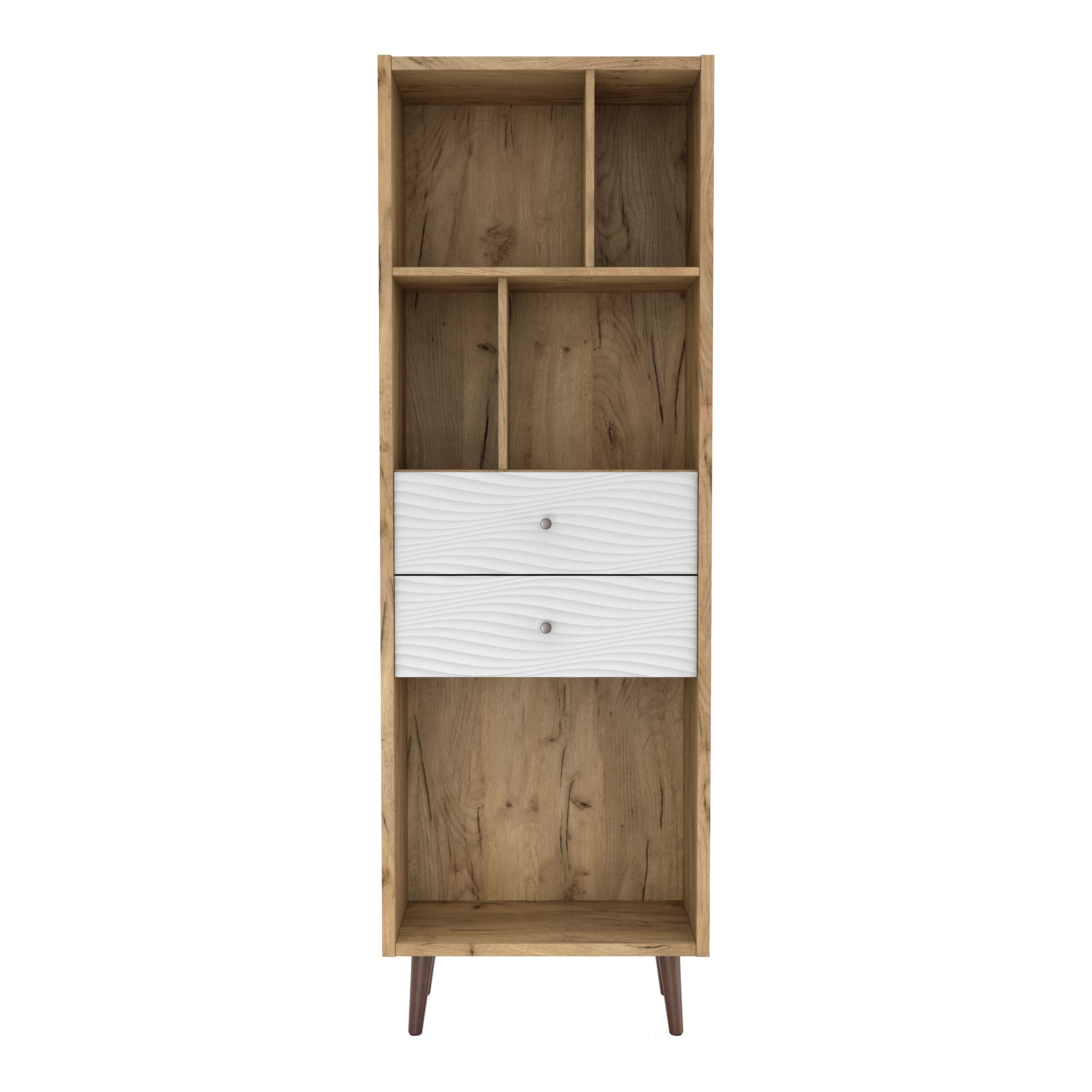 Furniture of America Nye Mid-Century Modern 5-Shelf Standard Bookcase with Light Oak