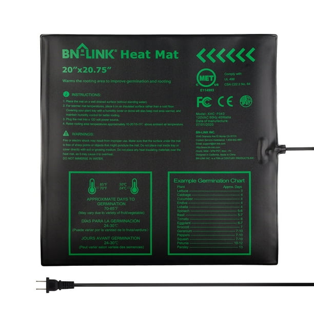 BNLINK Durable Seedling Heat Mat Warm Hydroponic Heating Pad Waterproof 20" x 20.75" Walmart