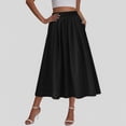 thumbnail image 2 of Summer Skirt for Women with Pockets Boho Style High Waisted Midi Skirt Flowy A-Line Skirt, 2 of 5