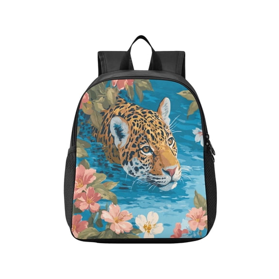 Toddler Backpack Jaguar Swimming Pattern Waterproof Lightweight Backpack Casual Mini Daypack for Daycare & Travel