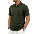 thumbnail image 6 of KLHDSF Men's Polo Shirts Short Sleeve Casual All Season Collar Shirts Soft Breathable Polo Tee Shirts Classic Golf Tops Army Green L, 6 of 9