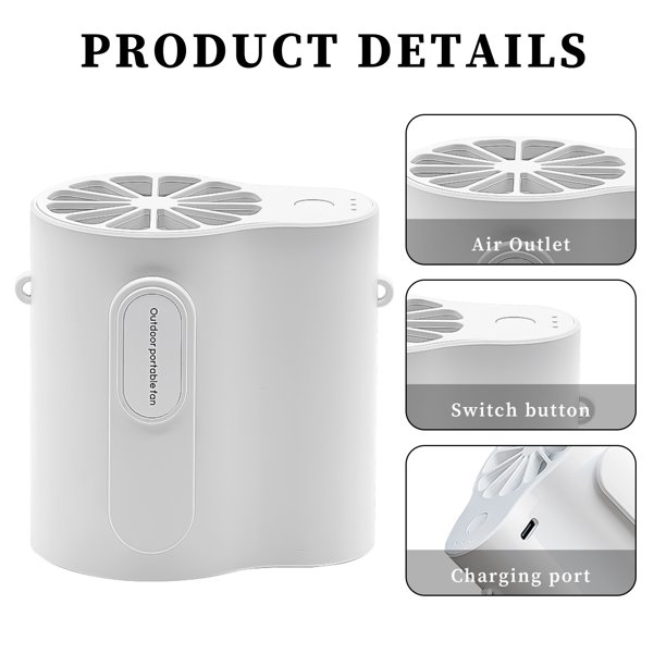 Abanico De Cintura Ventilador de cintura USB Mini ventilador de cuello colgante portátil para viajes deportivos (Blanco 2000mAh) Ndcxsfigh Libre de BPA