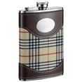 thumbnail image 1 of Henry Leatherette & Plaid Cloth Stainless Steel 8oz Hip Flask, 1 of 1