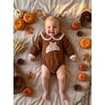 thumbnail image 6 of Loicainy Infant Baby Girl Thanksgiving Bodysuit 3 6 12 18 Months Long Sleeve Croissant Embroidery Romper, 6 of 9