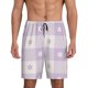 thumbnail image 1 of Balery Floral Purple Buffalo Plaid Pantalones cortos de pijama de punto de algodón para hombre con cinturilla y bolsillos-X-Large, 1 of 6