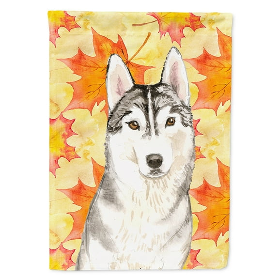 Carolines Treasures CK1824CHF Fall Leaves Siberian Husky Flag Canvas House Size Large multicolor