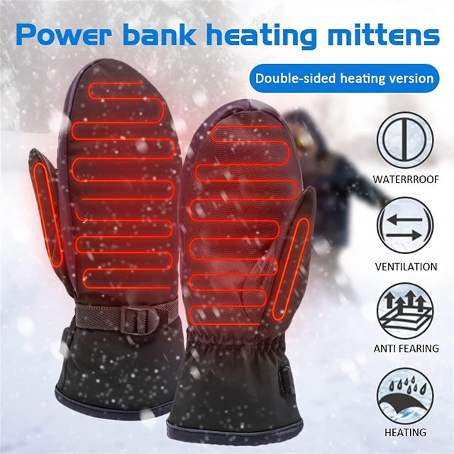 Guantes calefactables eléctricos para hombres y mujeres, guantes calefactores eléctricos USB de doble cara Calentamiento eléctrico Guantes de invierno para niños Guantes impermeables cálidos
