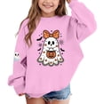 thumbnail image 5 of Enjoytime Halloween Crewneck Sweatshirt Ghost Graphic Long Sleeve Pullover Top Cute Fall Fashion Toddler Girl Clothes 1-14 Years, 5 of 7