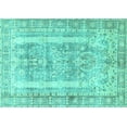 thumbnail image 1 of Ahgly Company Machine Washable Indoor Rectangle Persian Turquoise Blue Traditional Area Rugs, 2' x 5', 1 of 4