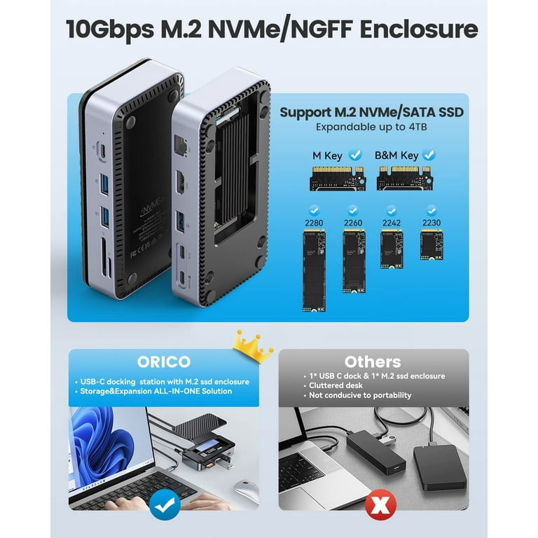 ORICO M.2 NVMe NGFF SSD Case with Thunderbolt 3 Dock Station