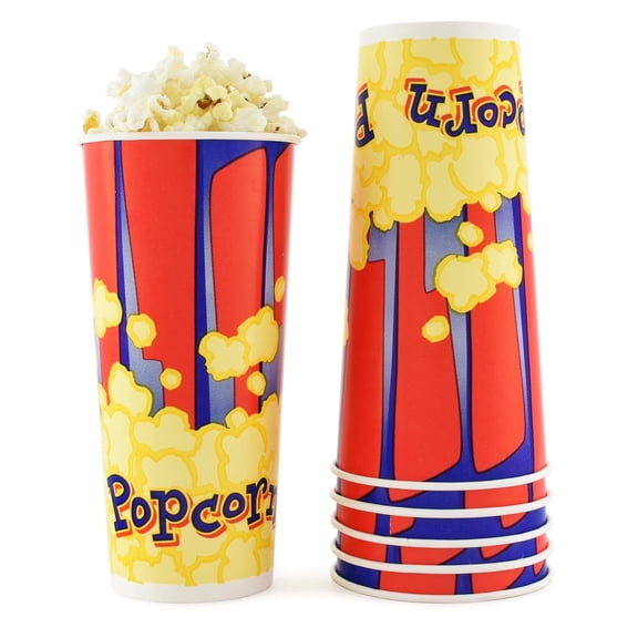 Snappy Red and Blue Popcorn Cups, 24 oz, 1000 Pack, Grease-Resistant Popcorn Containers