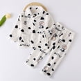 thumbnail image 5 of JAJAHO Girls Flannel Fluffy Pajama Cute Cow Print Long Sleeve Button Down Sleepwear 2 Piece Pjs For Kids 18M-13Y, 5 of 6