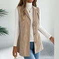 thumbnail image 6 of Vest for Women 2025 Casual Solid Color Sleeveless Cardigan V-Neck Button Turndown Collar Winter Outwear Jackets Vest Winter Clothing for Women Khaki L, 6 of 9