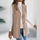 thumbnail image 5 of Chaquetas y abrigos casuales sin mangas y sin capucha para mujer, de color liso, informales, para otoño/invierno, con botones y cuello vuelto, chaquetas, camisa de poliéster para mujer, 5 of 8