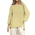 thumbnail image 1 of WZXFASHION T-Shirts Décontractés à Manches 3/4 pour Femmes, Col Rond, Coton, 50 % de Réduction, Liquidation, 1 of 4