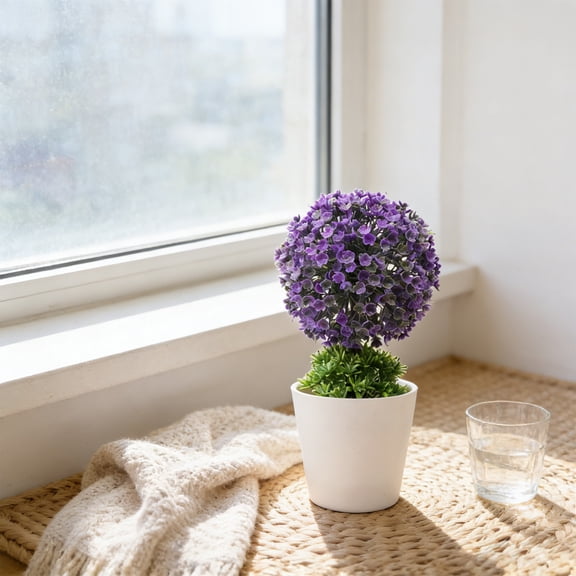 Qiweii Artificial Plant Bonsai Money Tree Ball Potted Greenery for Home and Office