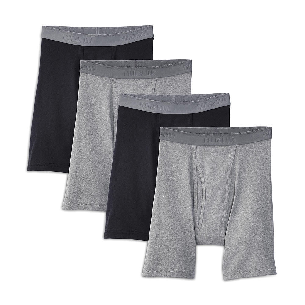 Fruit of the Loom Premium Men’s 4 Pack Premium Cotton Boxer Briefs, XL ...