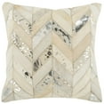 thumbnail image 5 of SAFAVIEH Metallic Herringbone Cowhide Geometric Pillow, 12" x 20", Beige/Gold, 5 of 5