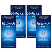 Refresh P.M. Lubricant Eye Ointment Preservative-Free, Nighttime Relief for Intense Eye Dryness, 0.12 oz (Pack of 4)