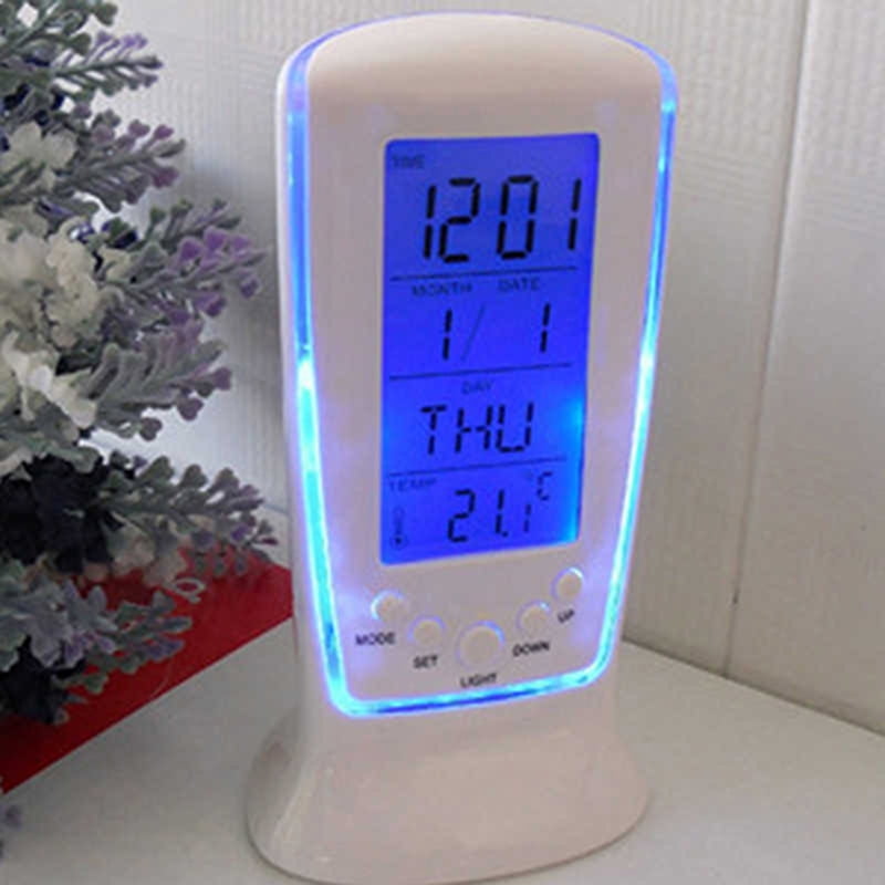 Digital LED Display Backlight Desk Table Alarm Clock Snooze Thermometer Calendar 