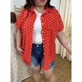 thumbnail image 2 of TIYOMI Ladies Plus Size Button Down Shirts Short Sleeve 4X Polka Dots Red Shirts Disney Minnie Tops Summer Loose Fit Blouse 4XL 24W 26W, 2 of 7
