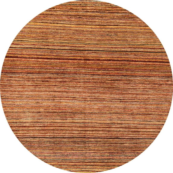 Ahgly Company Machine Washable Indoor Round Abstract Orange Area Rugs, 7' Round