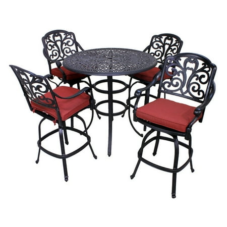 California Outdoor Designs Roma 5 Piece Bar Height Dining Set with Cushion