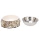 thumbnail image 5 of Cuenco de agua y comida para perros 2 en 1, base antideslizante, plato alimentador de cuenco para mascotas de acero inoxidable (M para patrón de leopardo), 5 of 5