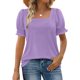 thumbnail image 2 of Sudadera con capucha para mujer,Blusa informal de manga corta con cuello cuadrado para mujer, mezcla de poliéster y elastano, corte holgado para uso diario, sopatenor, 2 of 9