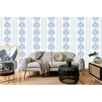 MuralsPrint Blue Victorian French Peel and Stick Wallpaper, Eco-friendly Removable Wallpaper 10'L x 24''W