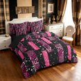 thumbnail image 2 of Manfei Glitter Leopard Print Twin Bedding, Old Fashion Abstract Bedding Comforter Set, Pink Black, Black Reversible, 7-Piece, 2 of 6