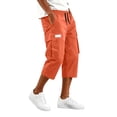 thumbnail image 6 of Below The Knee Shorts for Men Corduroy Long Cargo Shorts Casual 3/4 Length Sweat Capris with Pockets Saffron L, 6 of 7