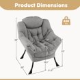 thumbnail image 3 of Costway Large Lazy Chair with Cozy Head Pillow Stylish Tufted Back & Seat Armrests Gray, 3 of 8