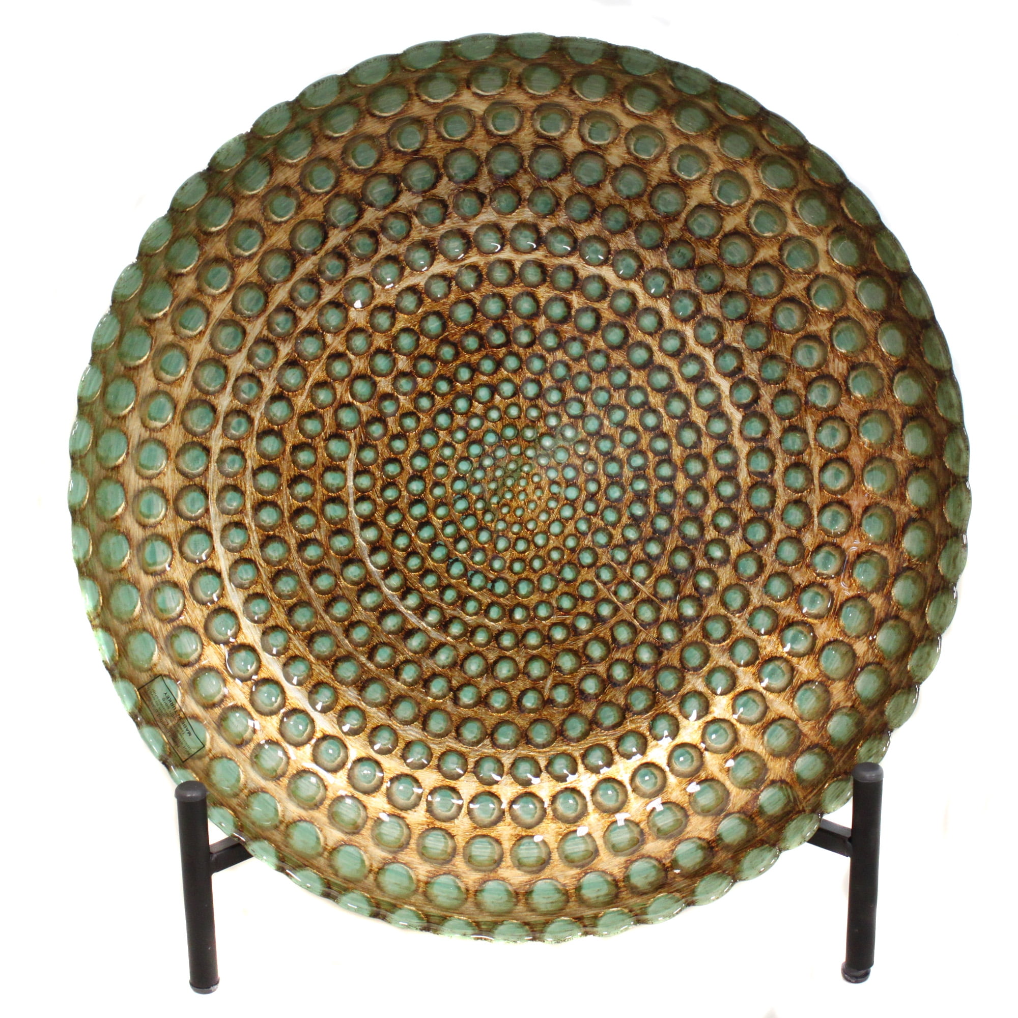 HandPainted Pearl Artisan Glass Decorative Plate with StandMaterial