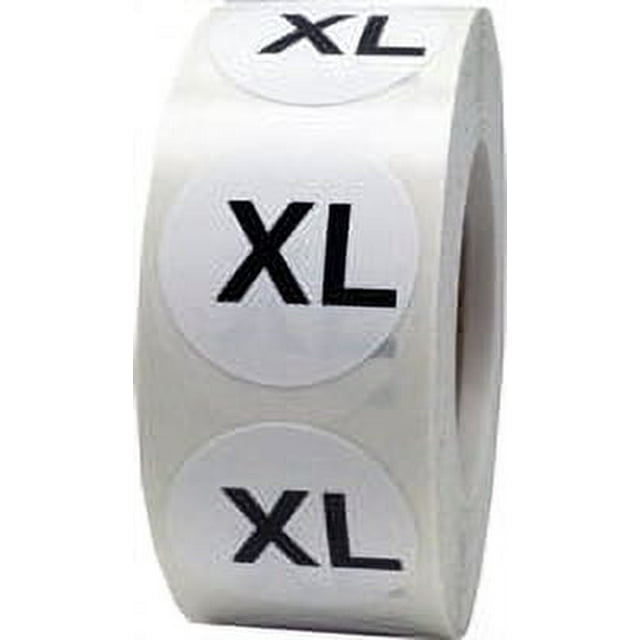 White Circle XL Clothing Stickers | 0.75" Inch Round | 500 Pack