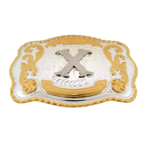 Silver Initial Letter (X) Monogram Belt Buckle Gold Metal Cowboy Rodeo Western