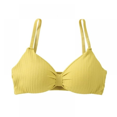 

Women Triangle Cup Bras Female Underwear Sexy Push Up Bralette Wire Free Intimates With Chest Pad Yellow One Size