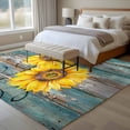 thumbnail image 4 of Large Area Rugs for Living Room Bedroom, Yellow Sunflowers Vintage 5'x8' Rug Washable Carpet Runner Indoor Outdoor, Turquoise Gradient Wooden Grain Non Slip Floor Mats Rug for Kitchen, Bathroom, 4 of 8