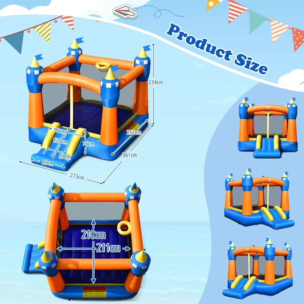 Aimee Lii Kids Inflatable Bounce House Magic Castle with Large Jumping Area without Blower, Playhouse for Kids Outdoor