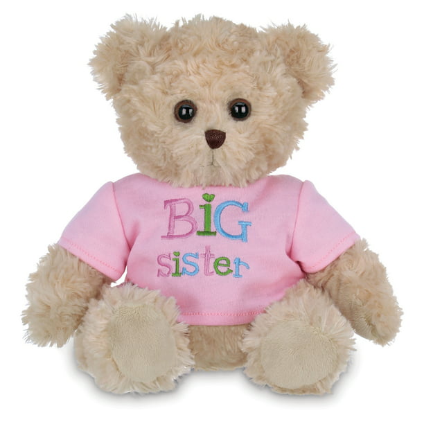 Bearington Ima Big Sister Plush Stuffed Animal Teddy Bear in Pink T-Shirt,  12 Inches 