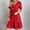 Red, variant on Summer Empire Waist Dress for Womens Smocked Flutter Short Sleeve V Neck Midi Dresses