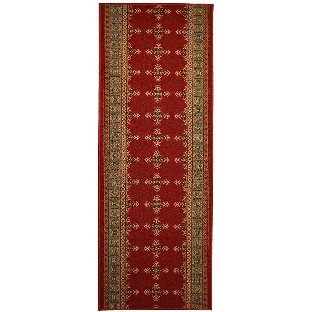 Custom Size Runner Rug Skid Resistant Backing Red Southwestern Kilim