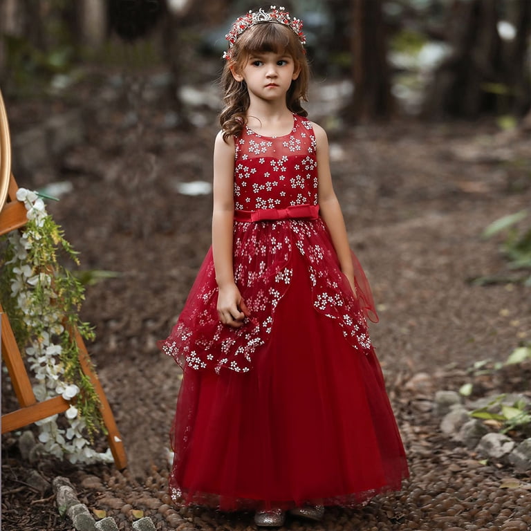 Godderr Kids Girls Princess Dress 5-12Y Little Girls Party Wedding Formal  Dress,Bowknot Mesh Dress,Kids Pageant Flower Girl Sleeveless Dress Wedding  Dress Bridesmaid Dresses - Walmart.com